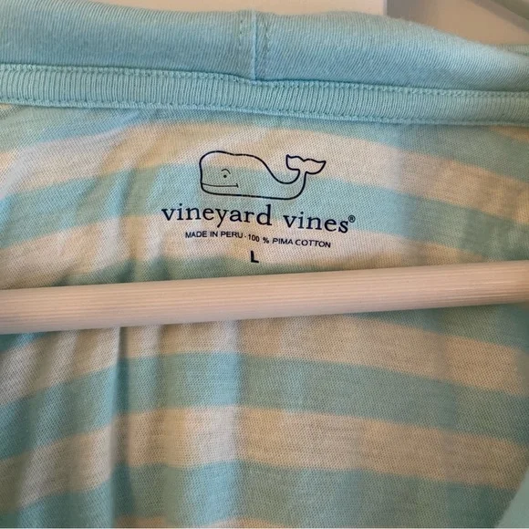 Vineyard Vines aqua striped hooded top - Picture 4 of 5